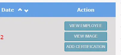 Actions for employee on the certifications table
